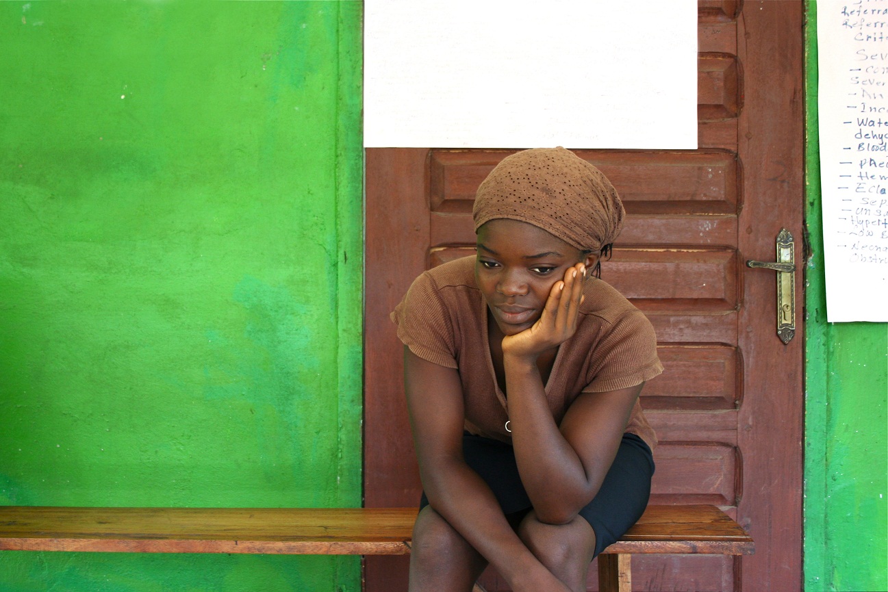 African woman waiting at the clinic