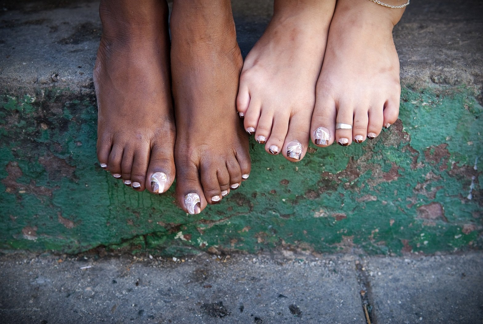 two sets of bare feet